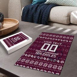 Personalized Sea Eagles Christmas Puzzle Australian Rugby Fans - Pixelated Ugly Xmas Pattern Mascot Santa