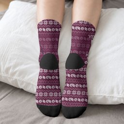 Personalized Sea Eagles Christmas Crew Socks Australian Rugby Fans - Pixelated Ugly Xmas Pattern Mascot Santa