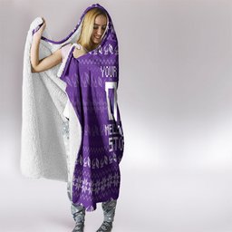 Personalized Melbourne Storm Christmas Hooded Blanket Australian Rugby Fans - Pixelated Ugly Xmas Pattern Mascot Santa