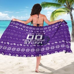 Personalized Melbourne Storm Christmas Sarong Australian Rugby Fans - Pixelated Ugly Xmas Pattern Mascot Santa