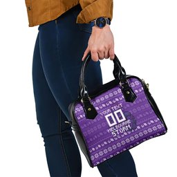 Personalized Melbourne Storm Christmas Shoulder Handbag Australian Rugby Fans - Pixelated Ugly Xmas Pattern Mascot Santa