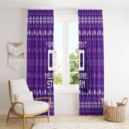 Personalized Melbourne Storm Christmas Window Curtain Australian Rugby Fans - Pixelated Ugly Xmas Pattern Mascot Santa