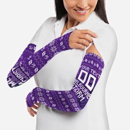 Personalized Melbourne Storm Christmas Arm Sleeves Australian Rugby Fans - Pixelated Ugly Xmas Pattern Mascot Santa