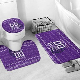 Personalized Melbourne Storm Christmas Bathroom Set Australian Rugby Fans - Pixelated Ugly Xmas Pattern Mascot Santa