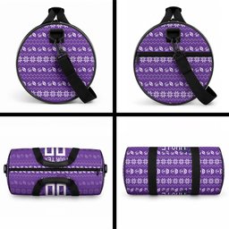 Personalized Melbourne Storm Christmas Duffle Bag Australian Rugby Fans - Pixelated Ugly Xmas Pattern Mascot Santa