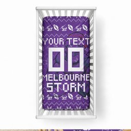 Personalized Melbourne Storm Christmas Baby Bed Cover Australian Rugby Fans - Pixelated Ugly Xmas Pattern Mascot Santa