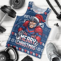 Personalized Newcastle Knights Christmas Men Tank Top Australian Rugby Fans - Pixelated Ugly Xmas Pattern Mascot Santa
