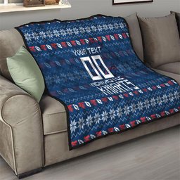 Personalized Newcastle Knights Christmas Quilt Australian Rugby Fans - Pixelated Ugly Xmas Pattern Mascot Santa