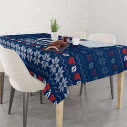 Personalized Newcastle Knights Christmas Tablecloth Australian Rugby Fans - Pixelated Ugly Xmas Pattern Mascot Santa