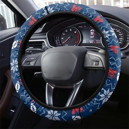 Newcastle Knights Christmas Steering Wheel Cover Australian Rugby Fans - Pixelated Ugly Xmas Pattern Mascot Santa