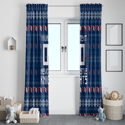 Personalized Newcastle Knights Christmas Window Curtain Australian Rugby Fans - Pixelated Ugly Xmas Pattern Mascot Santa