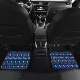Personalized Newcastle Knights Christmas Car Mats Australian Rugby Fans - Pixelated Ugly Xmas Pattern Mascot Santa