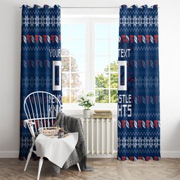 Personalized Newcastle Knights Christmas Window Curtain Australian Rugby Fans - Pixelated Ugly Xmas Pattern Mascot Santa