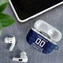 Personalized Newcastle Knights Christmas AirPods Case Australian Rugby Fans - Pixelated Ugly Xmas Pattern Mascot Santa