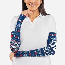 Personalized Newcastle Knights Christmas Arm Sleeves Australian Rugby Fans - Pixelated Ugly Xmas Pattern Mascot Santa