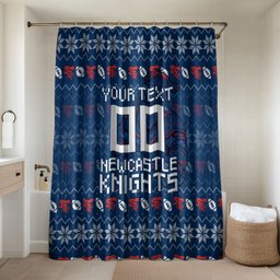 Personalized Newcastle Knights Christmas Bathroom Set Australian Rugby Fans - Pixelated Ugly Xmas Pattern Mascot Santa
