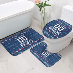 Personalized Newcastle Knights Christmas Bathroom Set Australian Rugby Fans - Pixelated Ugly Xmas Pattern Mascot Santa