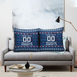Personalized Newcastle Knights Christmas Pillow Cover Australian Rugby Fans - Pixelated Ugly Xmas Pattern Mascot Santa