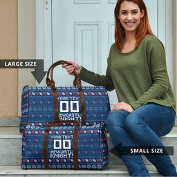 Personalized Newcastle Knights Christmas Travel Bag Australian Rugby Fans - Pixelated Ugly Xmas Pattern Mascot Santa