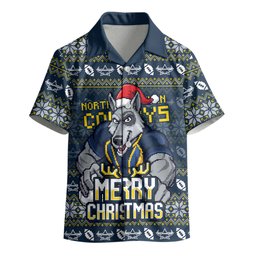 Personalized Cowboys Christmas Kid Hawaiian Shirt Australian Rugby Fans - Pixelated Ugly Xmas Pattern Mascot Santa