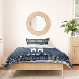 Personalized Cowboys Christmas Bedding Set Australian Rugby Fans - Pixelated Ugly Xmas Pattern Mascot Santa