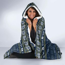 Personalized Cowboys Christmas Hooded Blanket Australian Rugby Fans - Pixelated Ugly Xmas Pattern Mascot Santa