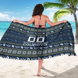 Personalized Cowboys Christmas Sarong Australian Rugby Fans - Pixelated Ugly Xmas Pattern Mascot Santa