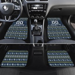 Personalized Cowboys Christmas Car Mats Australian Rugby Fans - Pixelated Ugly Xmas Pattern Mascot Santa