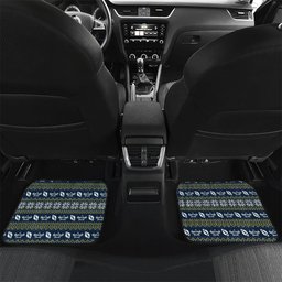 Personalized Cowboys Christmas Car Mats Australian Rugby Fans - Pixelated Ugly Xmas Pattern Mascot Santa