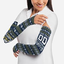 Personalized Cowboys Christmas Arm Sleeves Australian Rugby Fans - Pixelated Ugly Xmas Pattern Mascot Santa