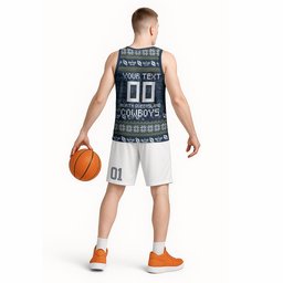Personalized Cowboys Christmas Basketball Jersey Australian Rugby Fans - Pixelated Ugly Xmas Pattern Mascot Santa