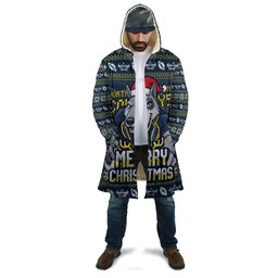 Personalized Cowboys Christmas Cloak Australian Rugby Fans - Pixelated Ugly Xmas Pattern Mascot Santa
