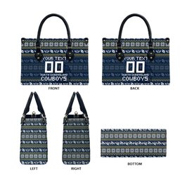 Personalized Cowboys Christmas Leather Bag Australian Rugby Fans - Pixelated Ugly Xmas Pattern Mascot Santa