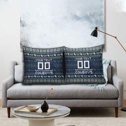 Personalized Cowboys Christmas Pillow Cover Australian Rugby Fans - Pixelated Ugly Xmas Pattern Mascot Santa
