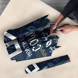 Personalized Cowboys Christmas Umbrella Australian Rugby Fans - Pixelated Ugly Xmas Pattern Mascot Santa