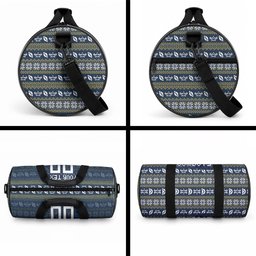 Personalized Cowboys Christmas Duffle Bag Australian Rugby Fans - Pixelated Ugly Xmas Pattern Mascot Santa
