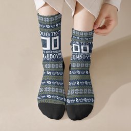 Personalized Cowboys Christmas Crew Socks Australian Rugby Fans - Pixelated Ugly Xmas Pattern Mascot Santa