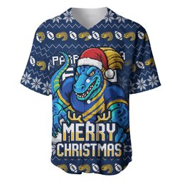 Personalized Parramatta Eels Christmas Baseball Jersey Australian Rugby Fans - Pixelated Ugly Xmas Pattern Mascot Santa