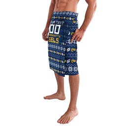 Personalized Parramatta Eels Christmas Lavalava Australian Rugby Fans - Pixelated Ugly Xmas Pattern Mascot Santa