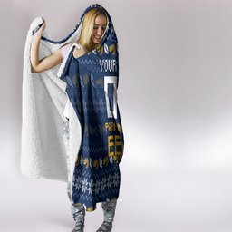 Personalized Parramatta Eels Christmas Hooded Blanket Australian Rugby Fans - Pixelated Ugly Xmas Pattern Mascot Santa
