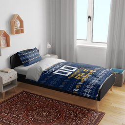 Personalized Parramatta Eels Christmas Bedding Set Australian Rugby Fans - Pixelated Ugly Xmas Pattern Mascot Santa