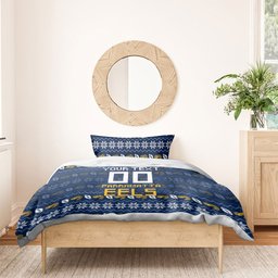 Personalized Parramatta Eels Christmas Bedding Set Australian Rugby Fans - Pixelated Ugly Xmas Pattern Mascot Santa