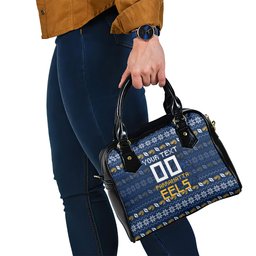 Personalized Parramatta Eels Christmas Shoulder Handbag Australian Rugby Fans - Pixelated Ugly Xmas Pattern Mascot Santa
