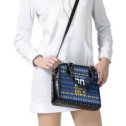 Personalized Parramatta Eels Christmas Shoulder Handbag Australian Rugby Fans - Pixelated Ugly Xmas Pattern Mascot Santa