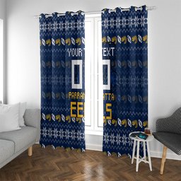 Personalized Parramatta Eels Christmas Window Curtain Australian Rugby Fans - Pixelated Ugly Xmas Pattern Mascot Santa