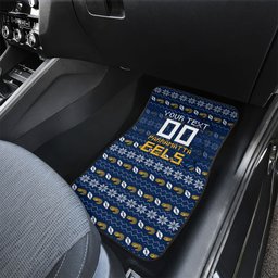 Personalized Parramatta Eels Christmas Car Mats Australian Rugby Fans - Pixelated Ugly Xmas Pattern Mascot Santa