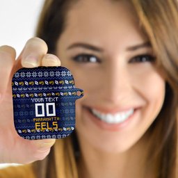 Personalized Parramatta Eels Christmas AirPods Case Australian Rugby Fans - Pixelated Ugly Xmas Pattern Mascot Santa