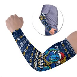 Personalized Parramatta Eels Christmas Arm Sleeves Australian Rugby Fans - Pixelated Ugly Xmas Pattern Mascot Santa
