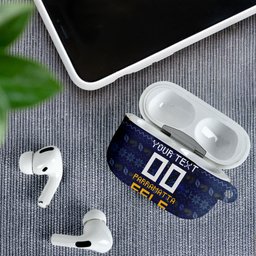 Personalized Parramatta Eels Christmas AirPods Case Australian Rugby Fans - Pixelated Ugly Xmas Pattern Mascot Santa