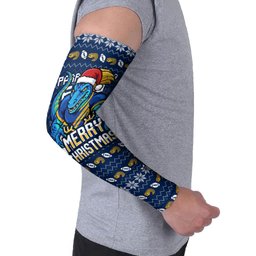Personalized Parramatta Eels Christmas Arm Sleeves Australian Rugby Fans - Pixelated Ugly Xmas Pattern Mascot Santa
